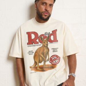 Big Red Outback Heavyweight Oversized Unisex T-Shirt - 90s Boxy Fit 275gsm Combed Cotton