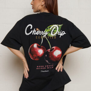 Cherry Drip Oversized Graphic Tee Unisex 90s Boxy Fit 100% Combed Cotton Threadheads
