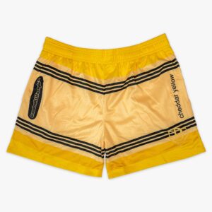 Crayon Shorts - Cheddar Yellow Mesh Athletic Shorts with Pockets