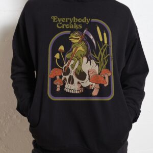 Everybody Croaks Graphic Hoodie Unisex 90s Boxy Fit 340gsm Cotton-Poly Blend