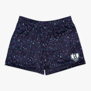 Galaxy Splatter Mesh Shorts - Allover Pattern, Side Pockets, Drawstring Waist