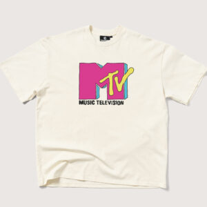 MTV Logo Oversized Unisex T-Shirt 90s Boxy Fit Heavyweight 100% Combed Cotton