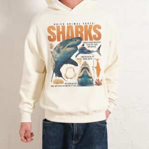 Quick Animal Facts Sharks Unisex Hoodie - 90s Boxy Fit, 80% Cotton 340gsm