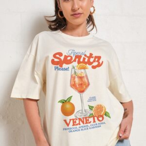 Aperol Spritz Please! Oversized Graphic Tee - Threadheads 90s Boxy Fit Unisex Cotton