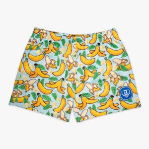Banana Shorts - Tropical Mesh Shorts with Allover Banana Print, 5" Inseam