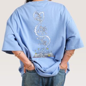 Bugs Bunny Book Crash Oversized Unisex T-Shirt Looney Tunes Graphic Tee 100% Cotton