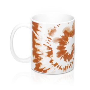 Burnt Orange & White Tie Dye Coffee Mug - Durable Ceramic, 11oz Classic Size