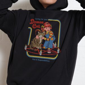Caring for Your Demon Cat Graphic Hoodie - Unisex 90s Boxy Fit