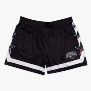 Champions Star Youth Shorts - Black/Teal Moisture Wicking Polyester Athletic Mesh