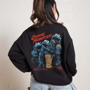 Cookie Kaiju Front and Back Sesame Street Unisex Sweatshirt 340gsm Cotton Polyester