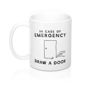 Draw a Door Coffee Mug - White Ceramic Sandworms Escape Design