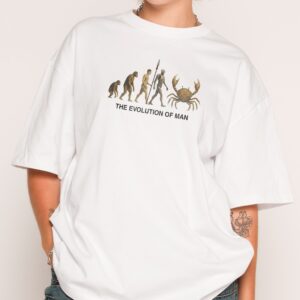 Evolution of Man Oversized Graphic Tee Unisex 90s Boxy Fit 100% Combed Cotton