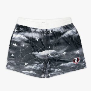 Flight Map Shorts - Red Eye Black White Athletic Mesh 5" Inseam Mens