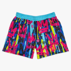 Graffiti Crown Mesh Shorts - Multi-Color Spray Paint Design, Baseball Lifestyle