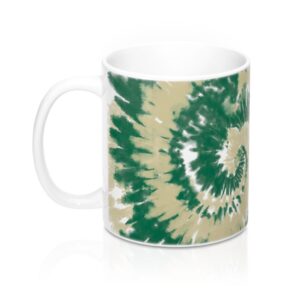 Green & Gold Tie Dye Coffee Mug - Durable Ceramic Hot Beverage Cup