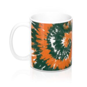 Green & Orange Tie Dye Coffee Mug - Durable Ceramic Hot Beverage Cup