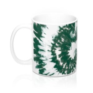 Green & White Tie Dye Coffee Mug - Durable Ceramic Hot Beverage Cup