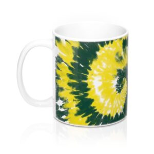 Green & Yellow Tie Dye Coffee Mug - Durable Ceramic Hot Beverage Cup