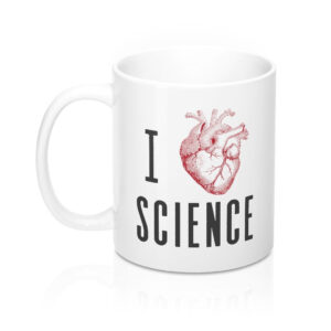 I Heart Science Coffee Mug - White Ceramic 11oz Durable Sublimation Print