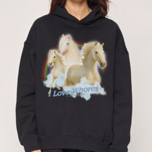 I Love Whores Unisex Graphic Hoodie - 90s Boxy Fit, 340gsm Cotton-Poly Blend