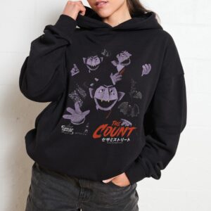 Japan Count Unisex Hoodie Sesame Street 90s Boxy Fit 340gsm Cotton-Poly Blend