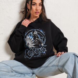 Kitana Hoodie - Mortal Kombat Official Unisex Graphic Hoodie, 90s Boxy Fit, 340gsm Cotton-Poly Blend