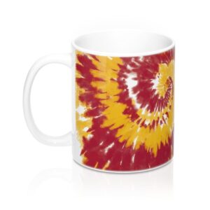 Maroon & Yellow Tie Dye Coffee Mug - Durable Ceramic Hot Beverage Mug