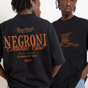 Negroni Cocktail Club Oversized Graphic Tee Unisex 90s Boxy Fit 100% Combed Cotton