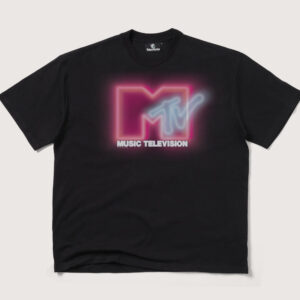 Neon MTV Logo Oversized T-Shirt - 90s Graphic Tee, Heavyweight 100% Combed Cotton Unisex
