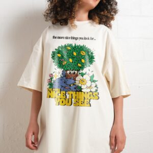Nice Things Oversized Graphic Tee - 90s Boxy Fit, Dropped Shoulders, 100% Combed Cotton Unisex