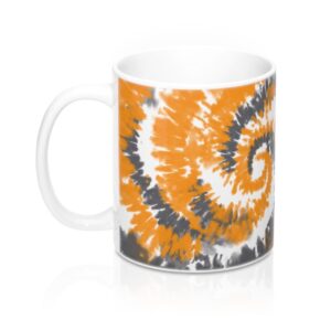 Orange & Grey Tie Dye Coffee Mug - Durable Ceramic Hot Beverage Cup