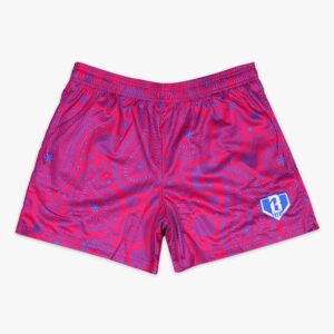 Paisley Shorts - Pink/Blue Mesh Baseball Lifestyle Print 5" Inseam