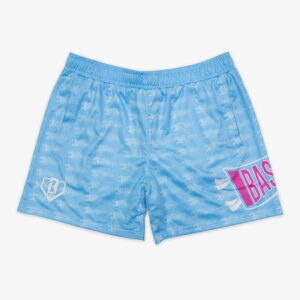Pennant Shorts - Cotton Candy Blue Mesh Athletic Shorts with Pockets