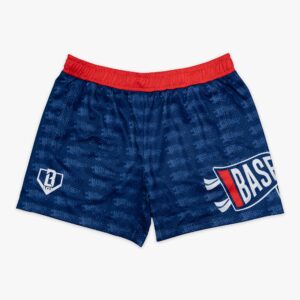 Pennant Shorts - USA Baseball Mesh Shorts with Allover Pattern and Pockets