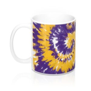 Purple & Yellow Tie Dye Coffee Mug - Durable Ceramic Hot Beverage Cup