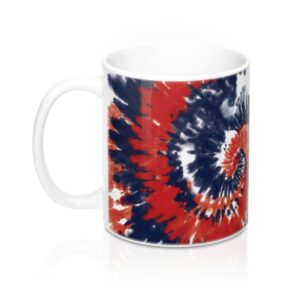 Red & Blue Tie Dye Coffee Mug - Durable Ceramic Hot Beverage Cup