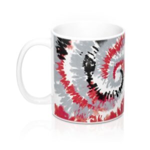 Silver, Red & Black Tie Dye Coffee Mug - Durable Ceramic Hot Beverage Cup