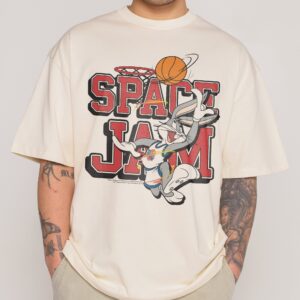 Space Jam Bugs Bunny Oversized Graphic T-Shirt - Looney Tunes Unisex Heavyweight Cotton Tee