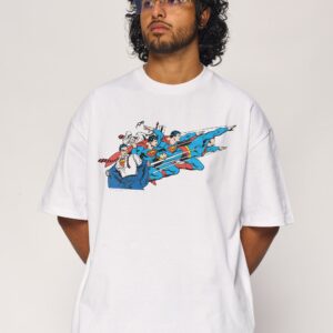 Superman Flying Oversized Graphic T-Shirt Unisex 90s Boxy Fit 100% Combed Cotton