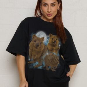 Thunderquokks Oversized Graphic Tee Unisex 90s Boxy Fit 100% Combed Cotton