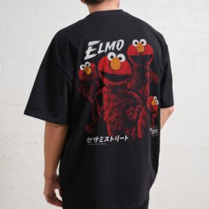 Tokyo Elmo Front and Back Oversized T-Shirt Unisex 90s Boxy Fit 100% Combed Cotton
