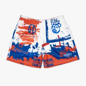 USA Graffiti Mesh Shorts - Patriotic Allover Print, Red White Blue, 100% Polyester