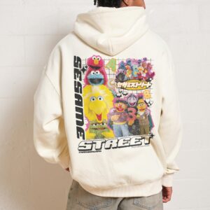 Y2K Sesame Street Unisex Hoodie - 90s Boxy Fit, Dropped Shoulders, 80% Cotton